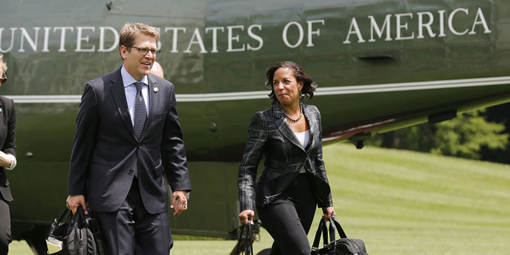 Susan Rice Walking Away from a Helicopter